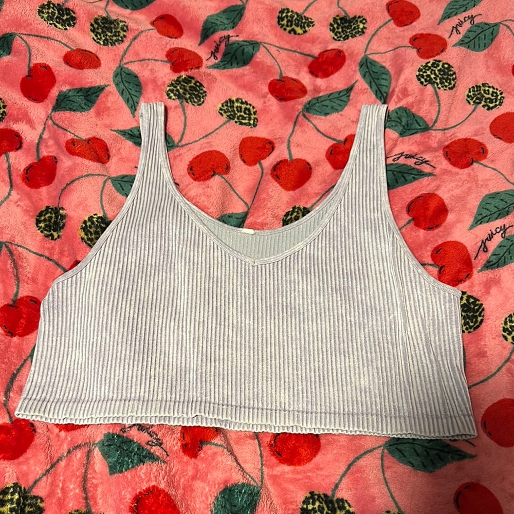 Elegant Light Purple Ribbed Women's Crop Top